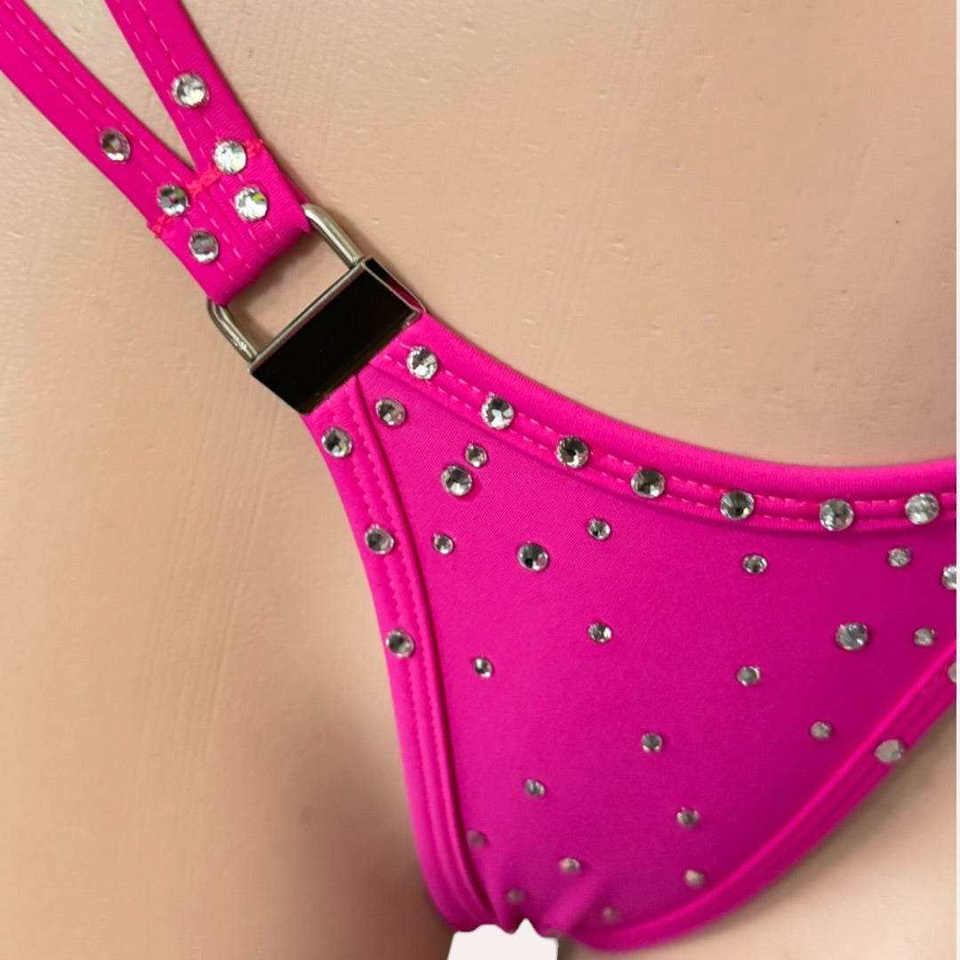 Riviera Rhinestone Bikini Set — Hot Pink