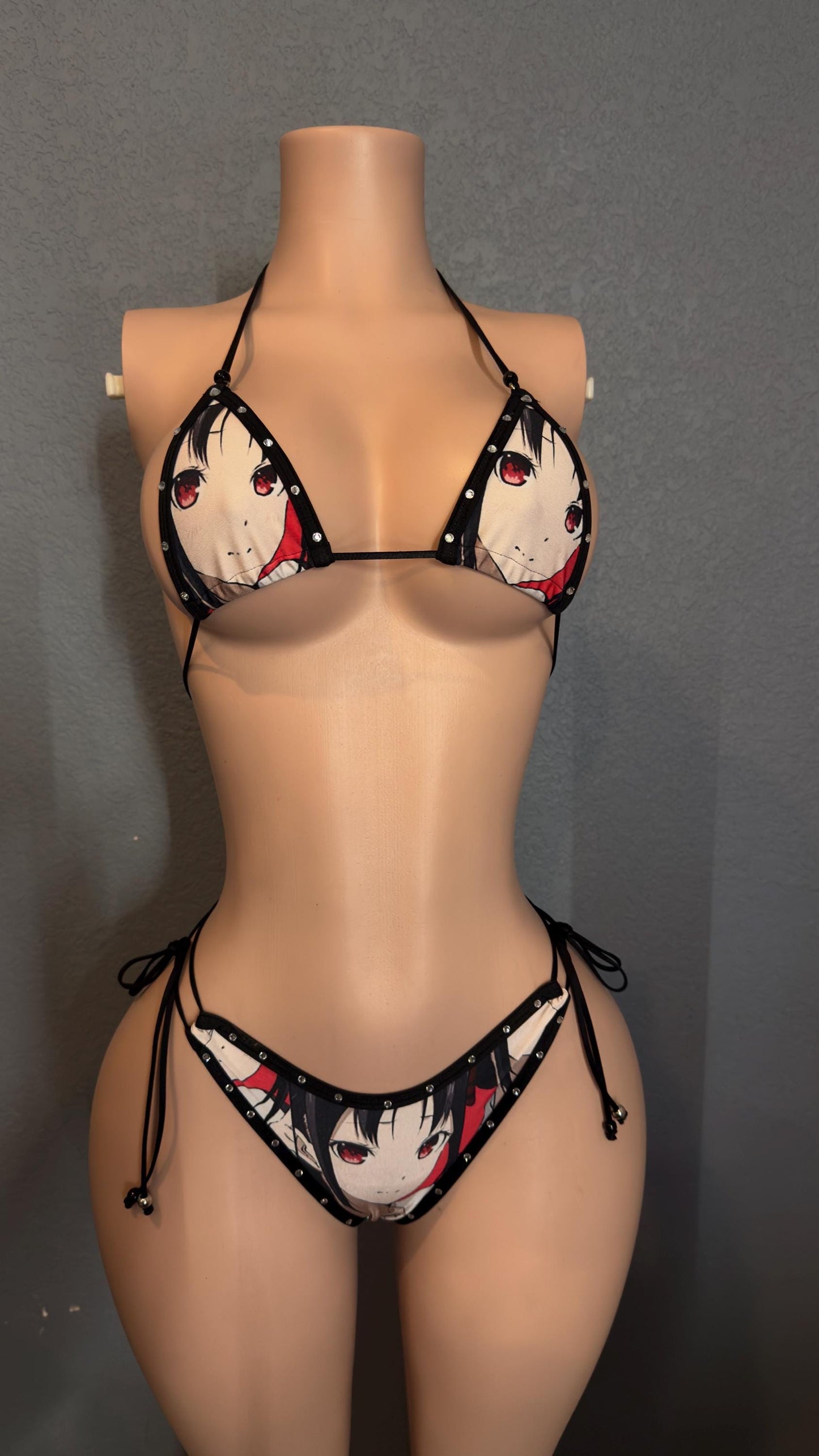 Anime stripper bikini with rhinestones