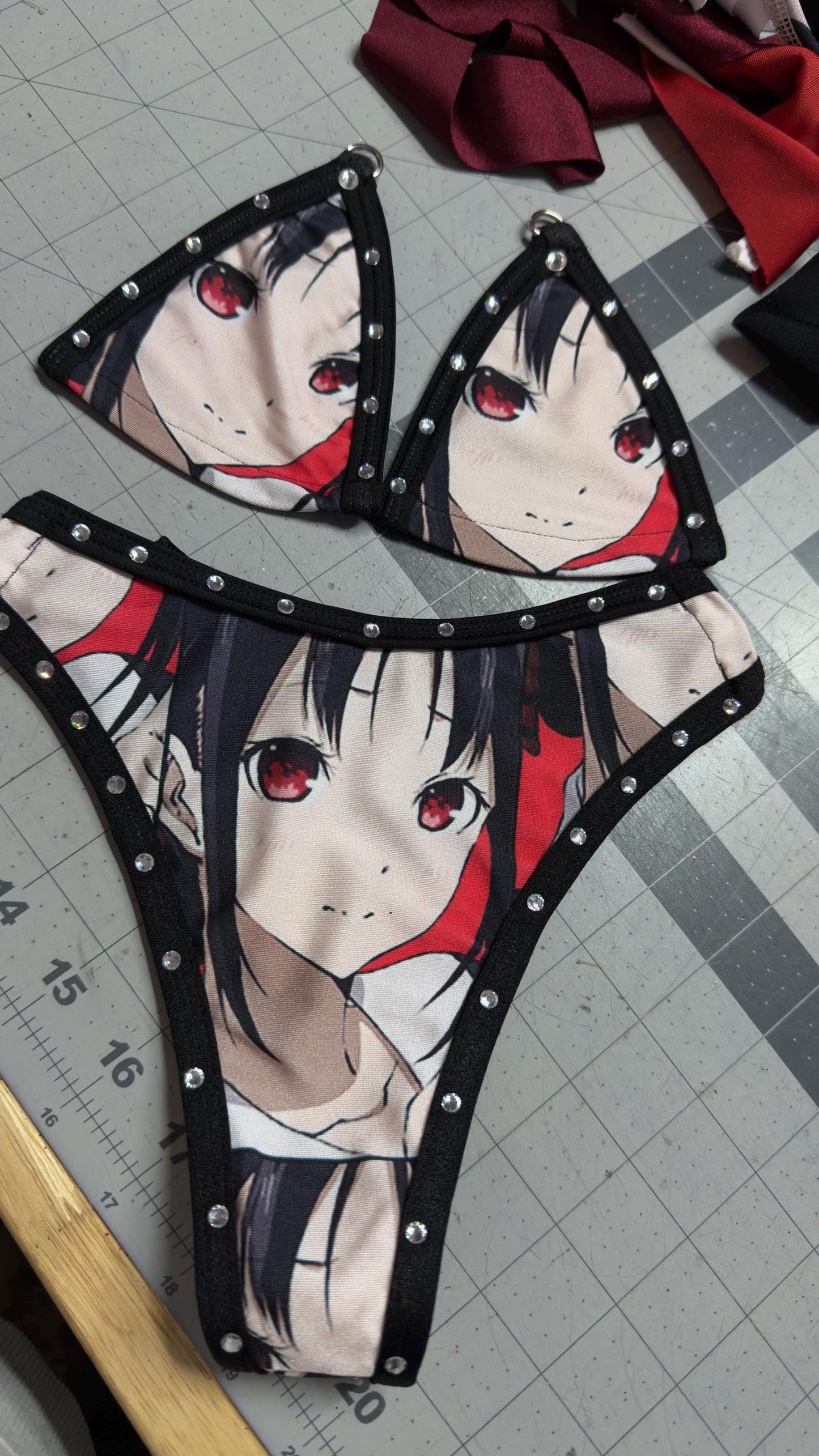 Anime stripper bikini with rhinestones