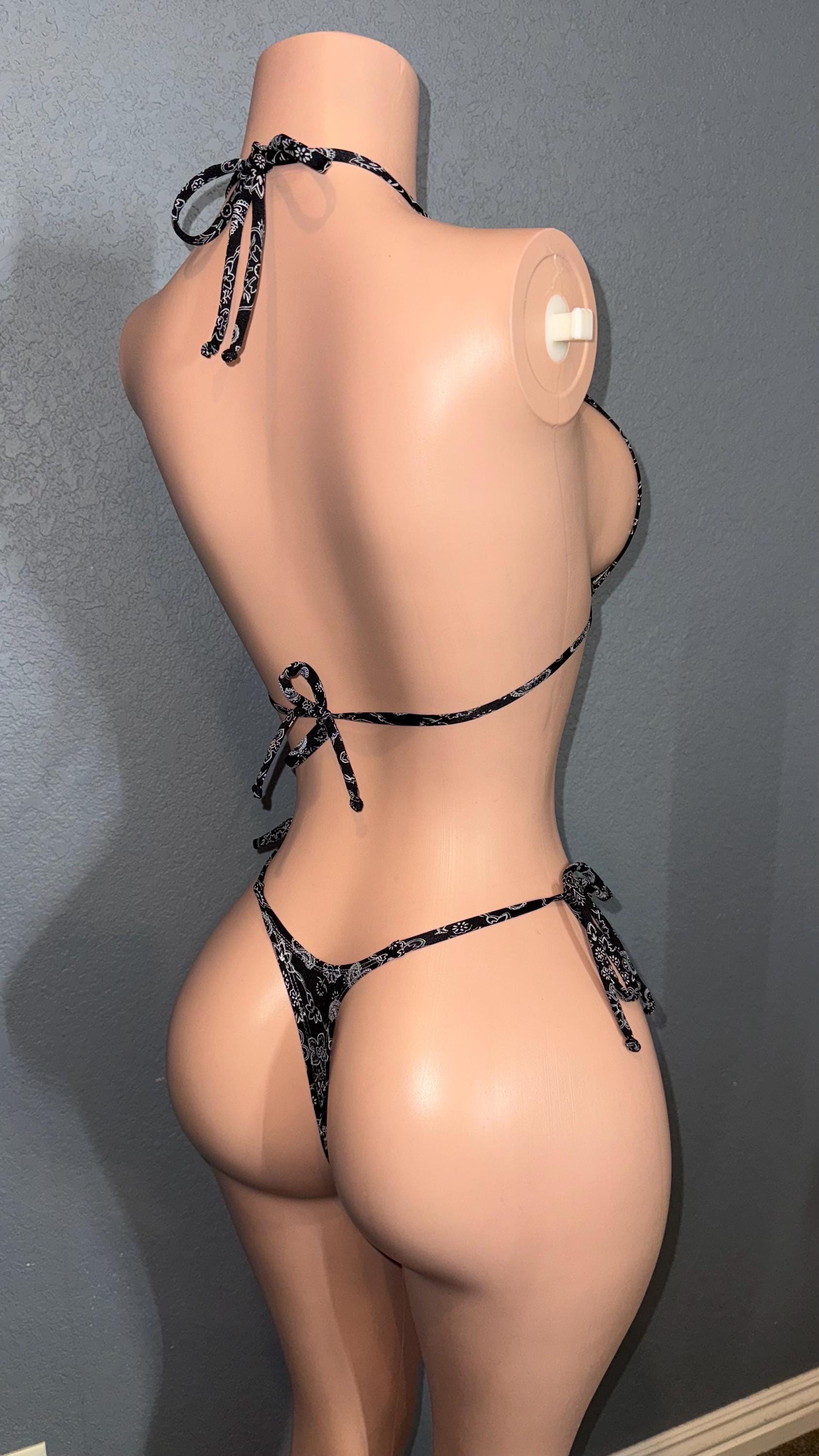 Triangle drawstring paisley bikini stripper exotic dancewear