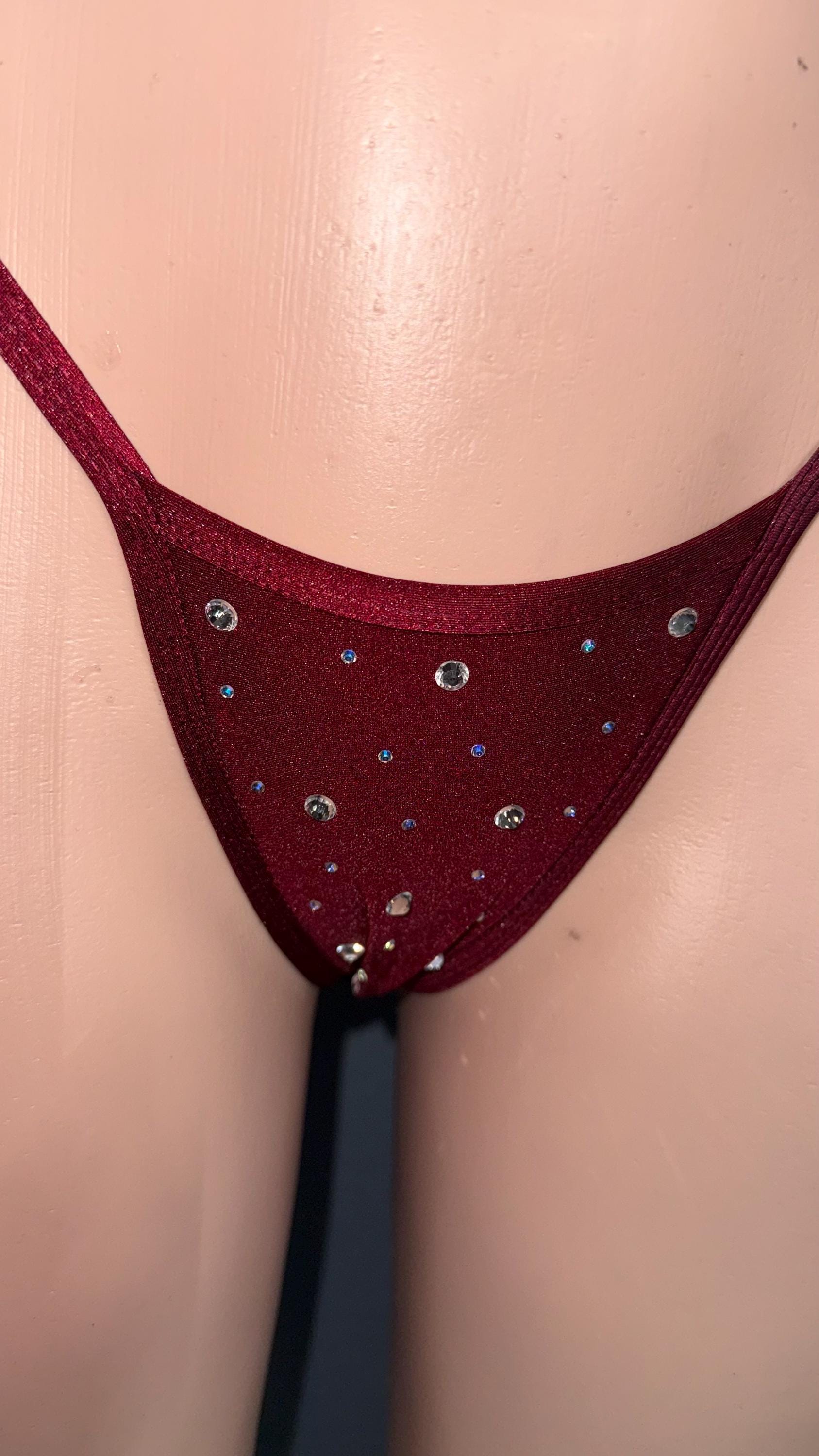 Deep burgundy rhinestone bandeau bikini | Stripper outfit | Exotic Dancewear