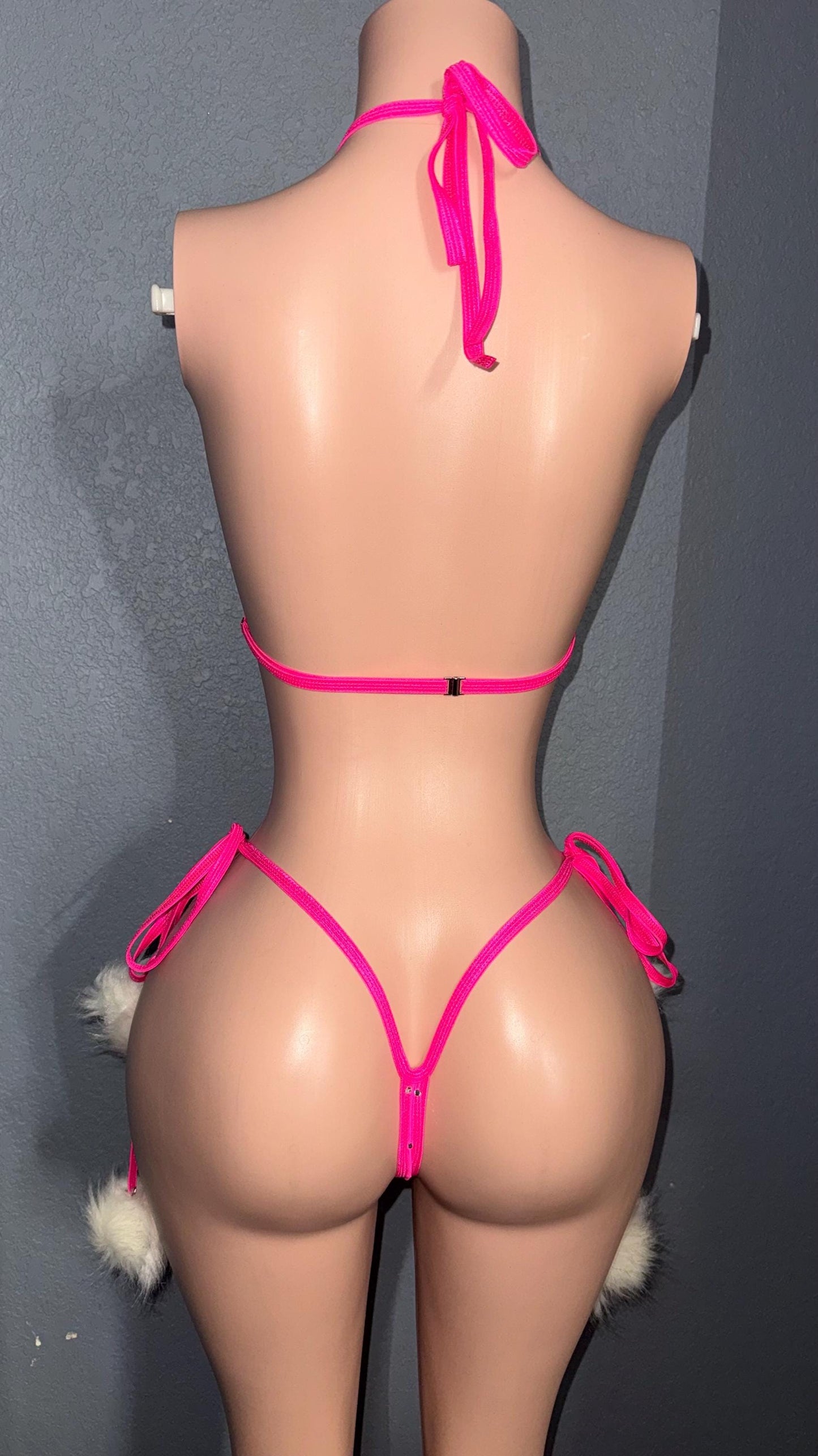 Rhinestone pink stripper bikini | exotic dancewear | handmade | custom