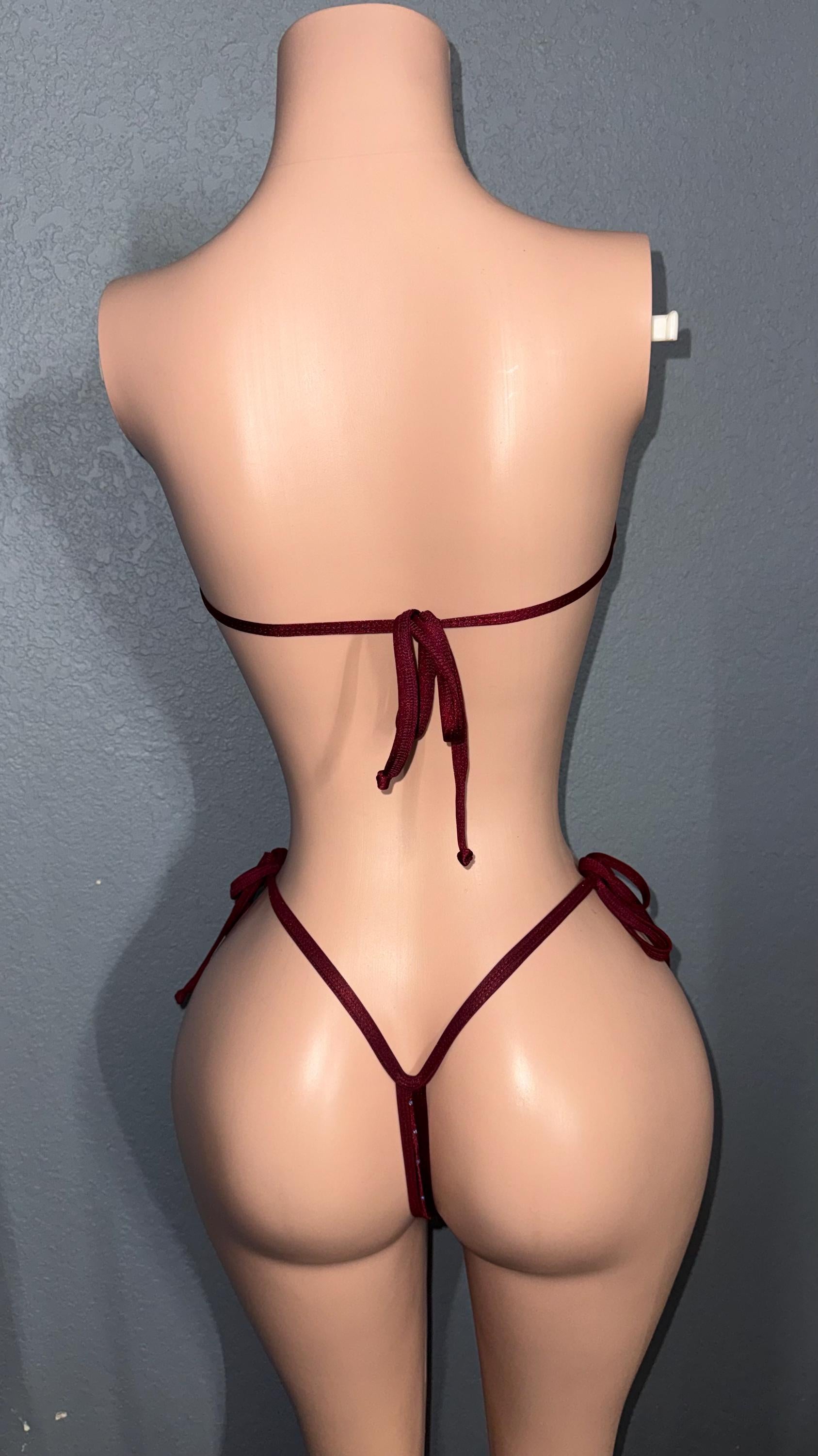 Deep burgundy rhinestone bandeau bikini | Stripper outfit | Exotic Dancewear