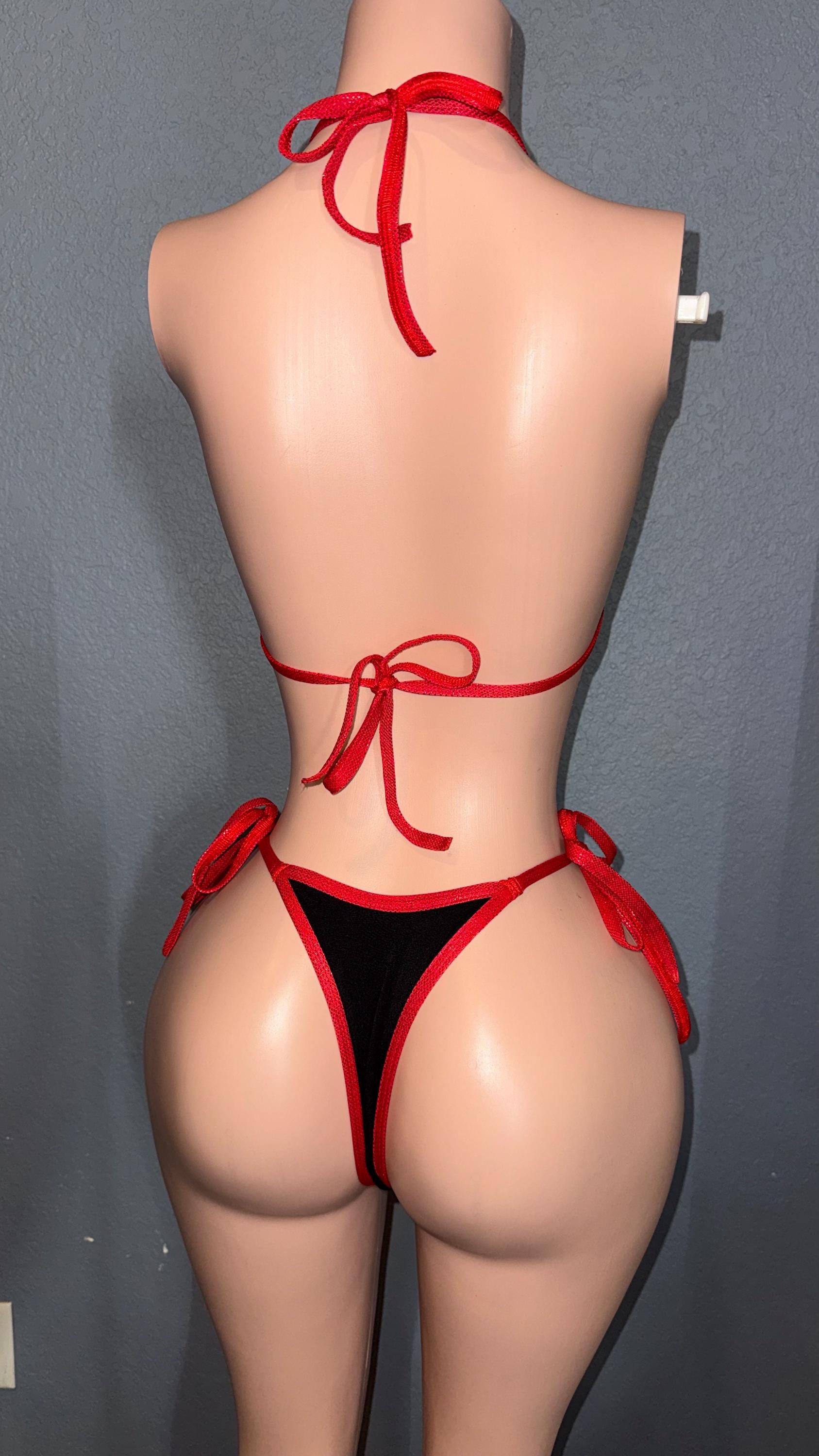 Rhinestone bunny triangle bikini | stripper bikini | exotic dancewear | pole wear | more coverage