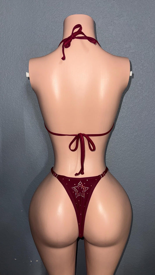 Bandeau style rhinestone stripper bikini | exotic dancewear | pole wear | more coverage