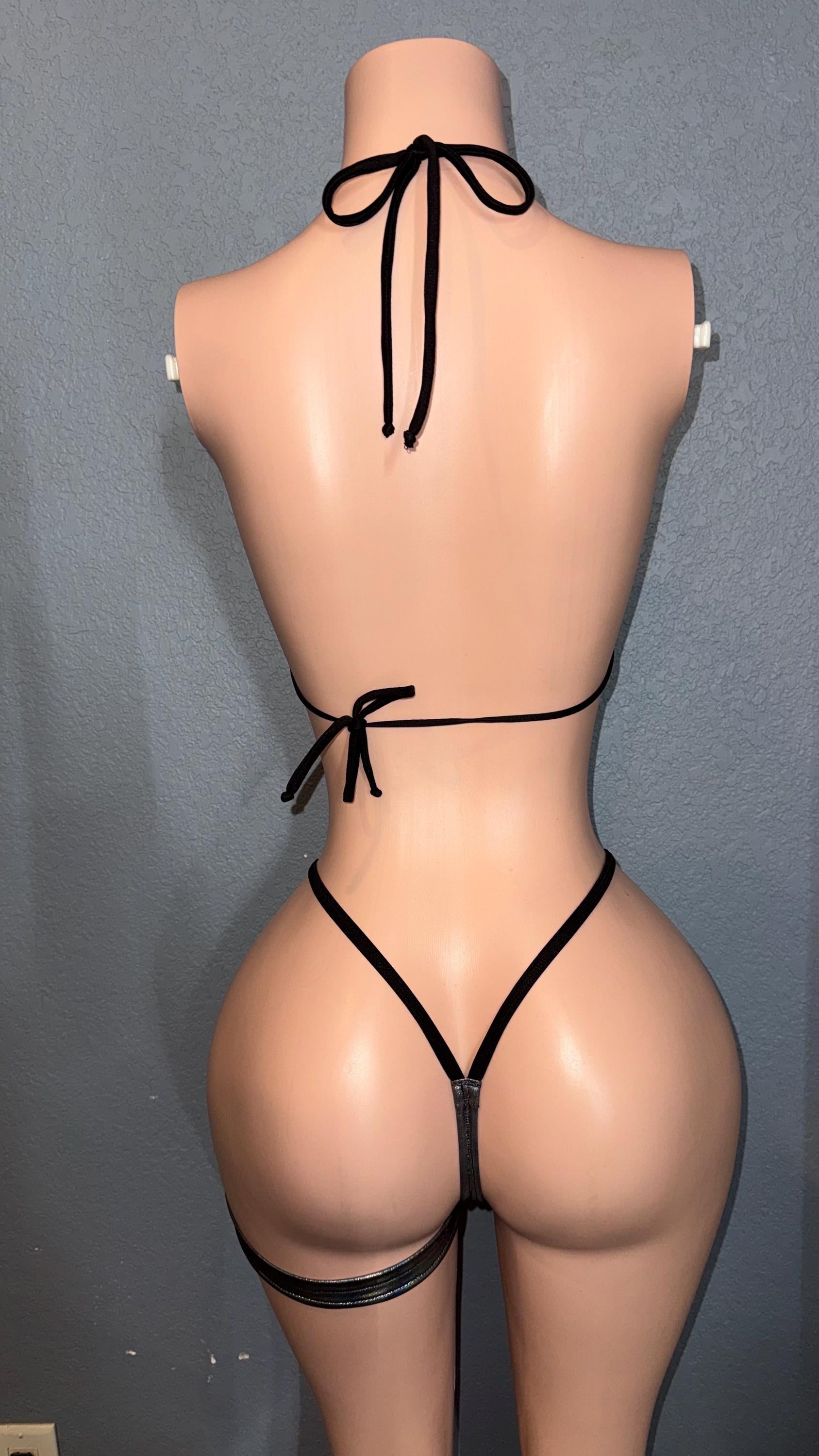 Metallic holographic microkini • exotic dancewear • stripper outfit • micro bikini