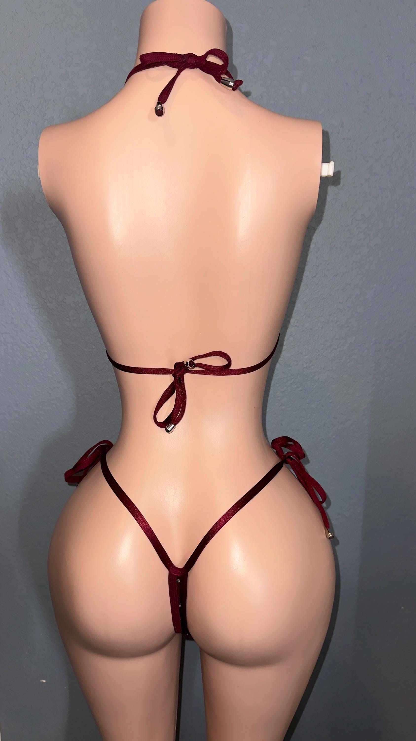 Playboy bunny inspired rhinestone stripper bikini | exotic dancewear | pole wear | comfort thong | side tie bikini