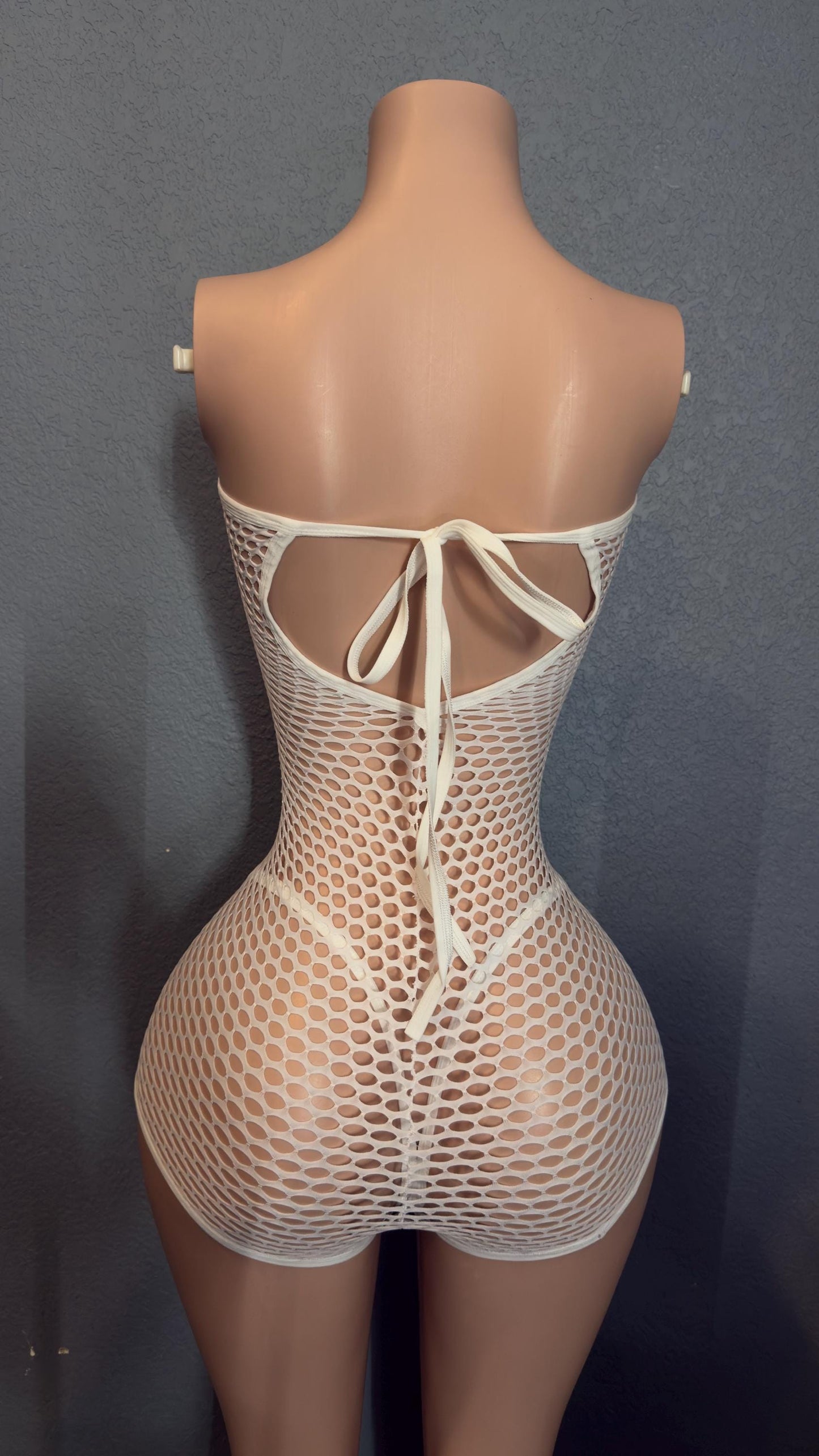 White mesh romper • stripper outfit • exotic dancewear • comfort thong • wide strap thong outfit