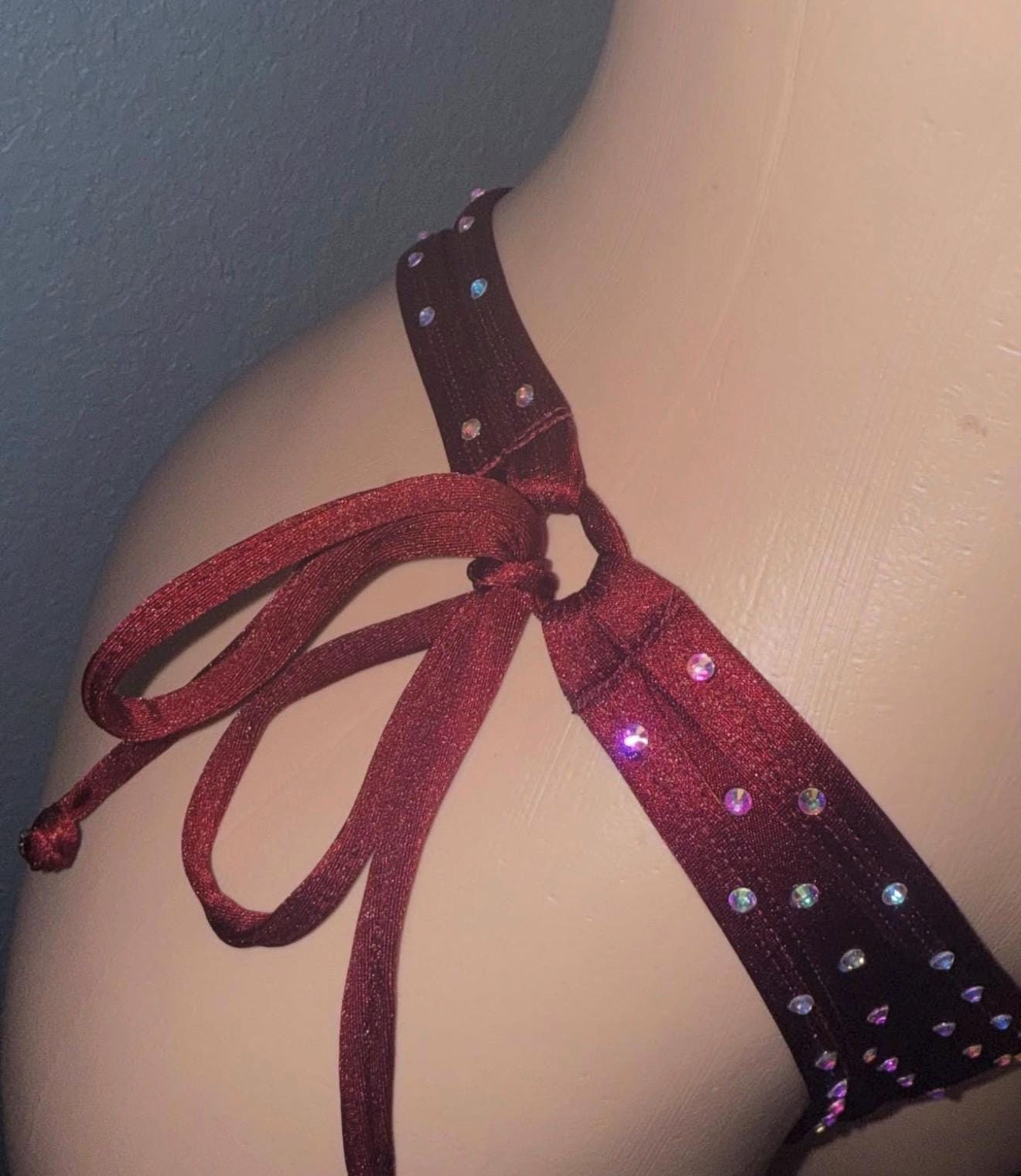 Deep burgundy rhinestone bandeau bikini | Stripper outfit | Exotic Dancewear