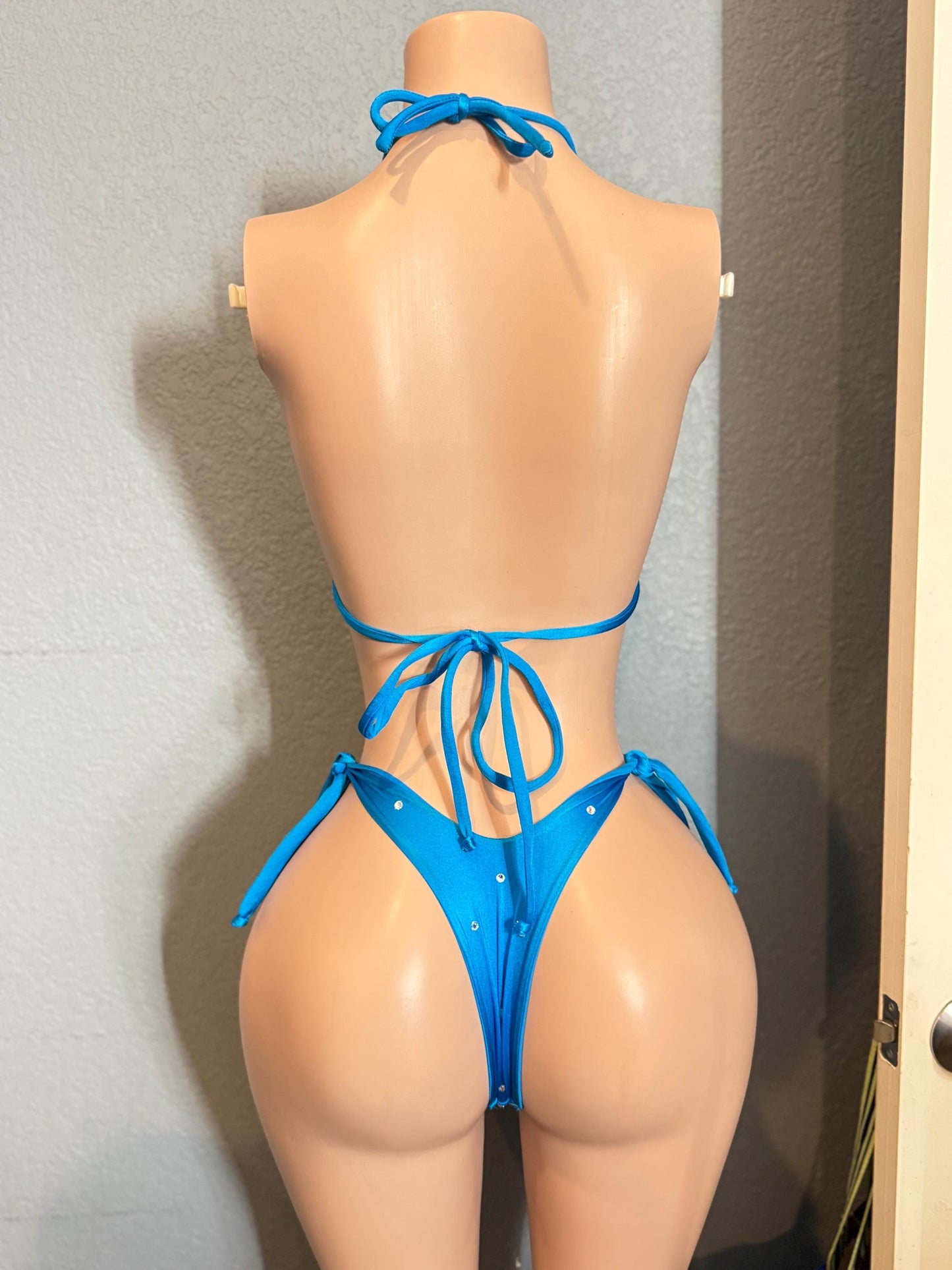 Turquoise Rhinestone Brazilian Bikini • Exotic Dancewear