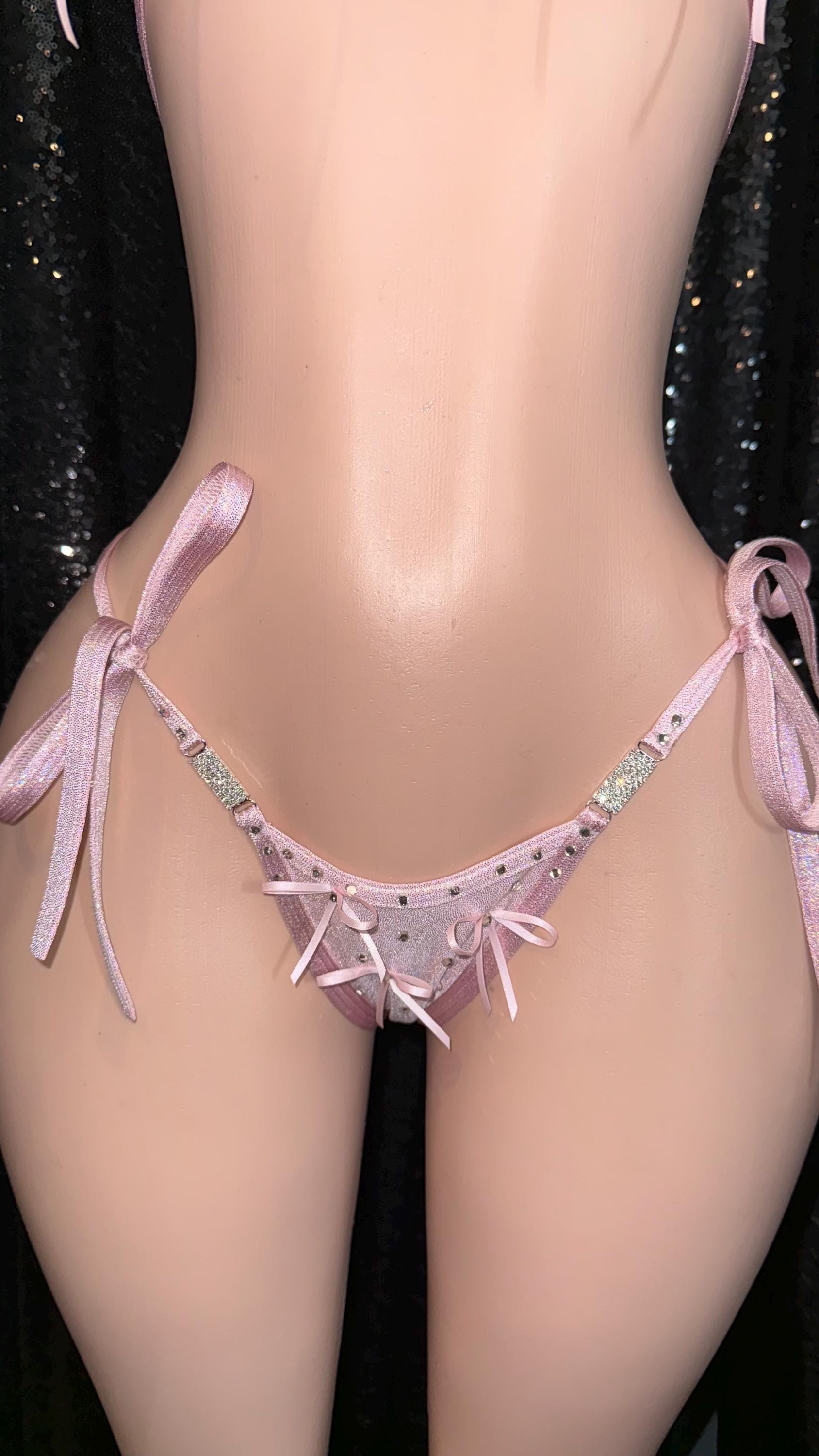 Pink bikini with chain embellishments | exotic dancewear | handmade | custom
