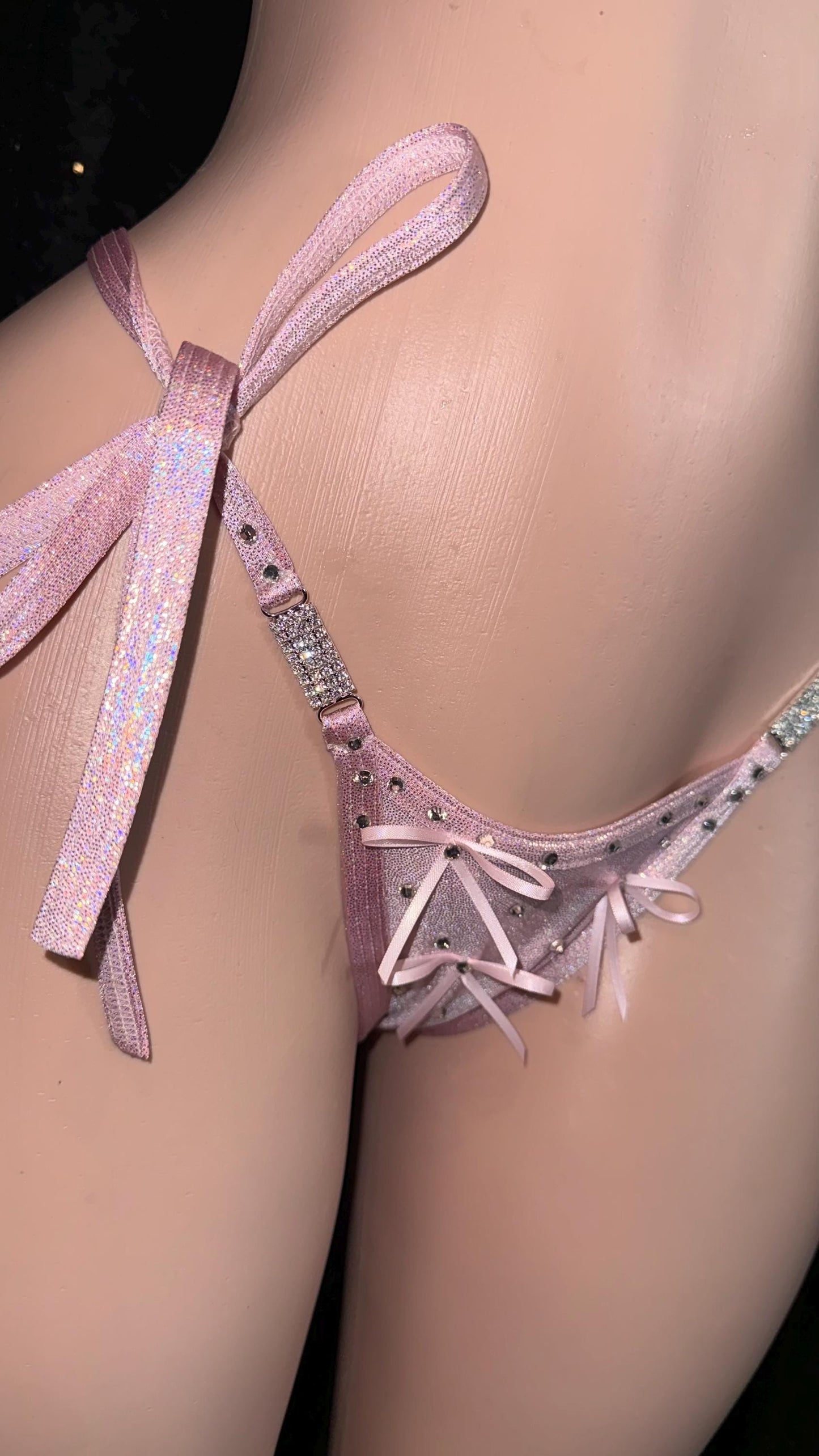 Pink bikini with chain embellishments | exotic dancewear | handmade | custom